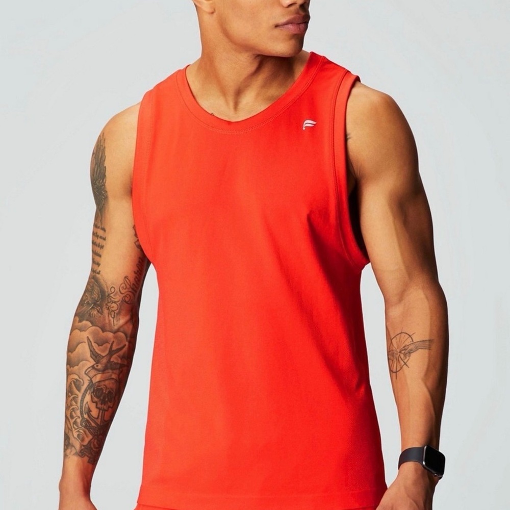 Fabletics Men's Sleeveless Training Tank - Bright orange